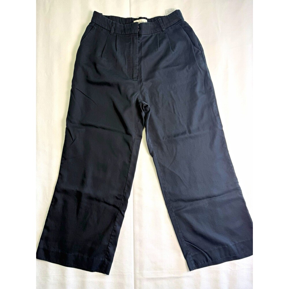Abercrombie & Fitch Women’s Black Cotton Twill Pleated Straight Pants M 30"